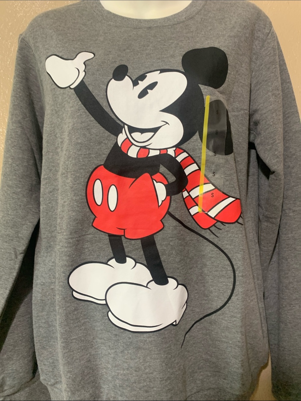 37. Disney size S Gray Crewneck with Red Mickey Graphic NWOT - Picture 2 of 4